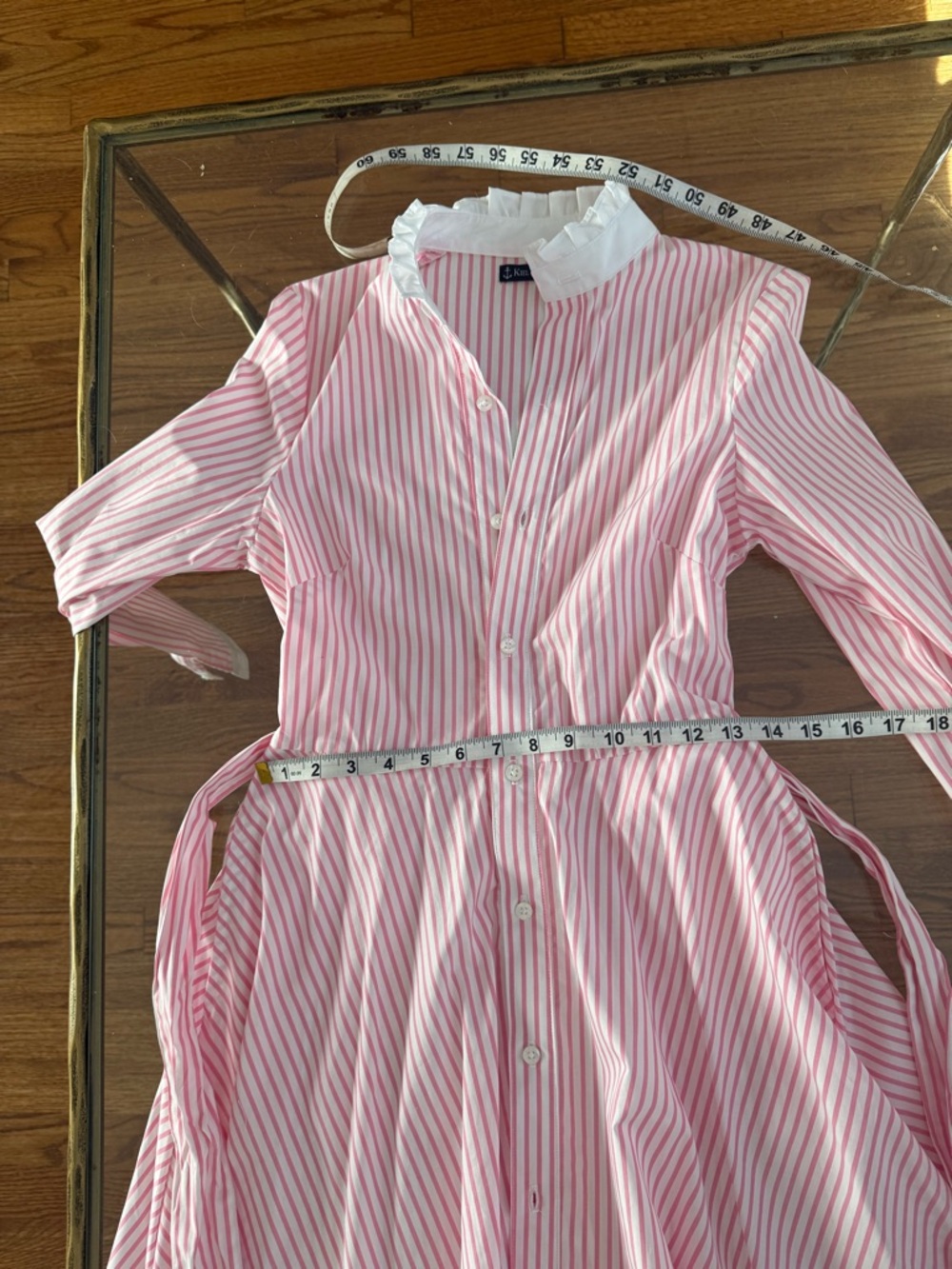 Kiel James Patrick KJP Oxford Striped Shirtdress Midi Pink / White XS - Picture 11 of 13
